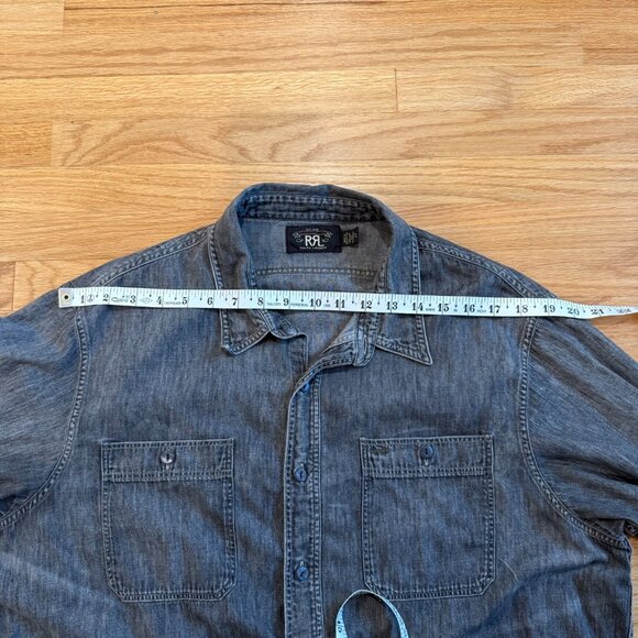 Double RL RRL Washed Black Chambray Long Sleeve Work Shirt XL - Picture 5 of 11